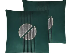 Sæt af 2 pyntepuder CEROPEGIA Velour 45 x 45 cm Smaragdgrøn Geometrisk mønster