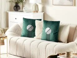 Sæt af 2 pyntepuder CEROPEGIA Velour 45 x 45 cm Smaragdgrøn Geometrisk mønster