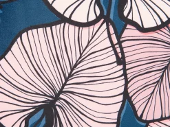 Sæt af 2 pyntepuder CHRYSANTHEMUM Velour 45 x 45 cm Mørkeblå Plante mønster