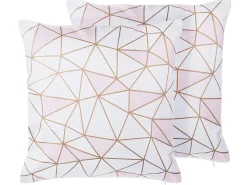 Sæt af 2 pyntepuder CLARKIA Bomuld 45 x 45 cm Lyserød Geometrisk mønster