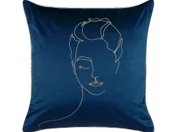Sæt af 2 pyntepuder CROCUS Velour 45 x 45 cm Mørkeblå Abstraktmønster