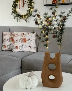 Sæt af 2 pyntepuder CUCURBITA Velour 45 x 45 cm Beige Plante mønster