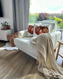 Sæt af 2 pyntepuder CURBITA Velour 45 x 45 cm Beige Plante mønster