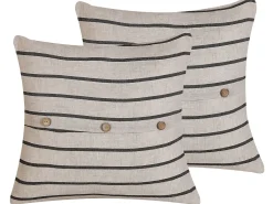 Sæt af 2 pyntepuder CYNARA Bomuld 43 x 43 cm Beige Stribet mønster