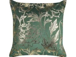 Sæt af 2 pyntepuder DAFFODIL Velour 45 x 45 cm Smaragdgrøn Blomstermønster