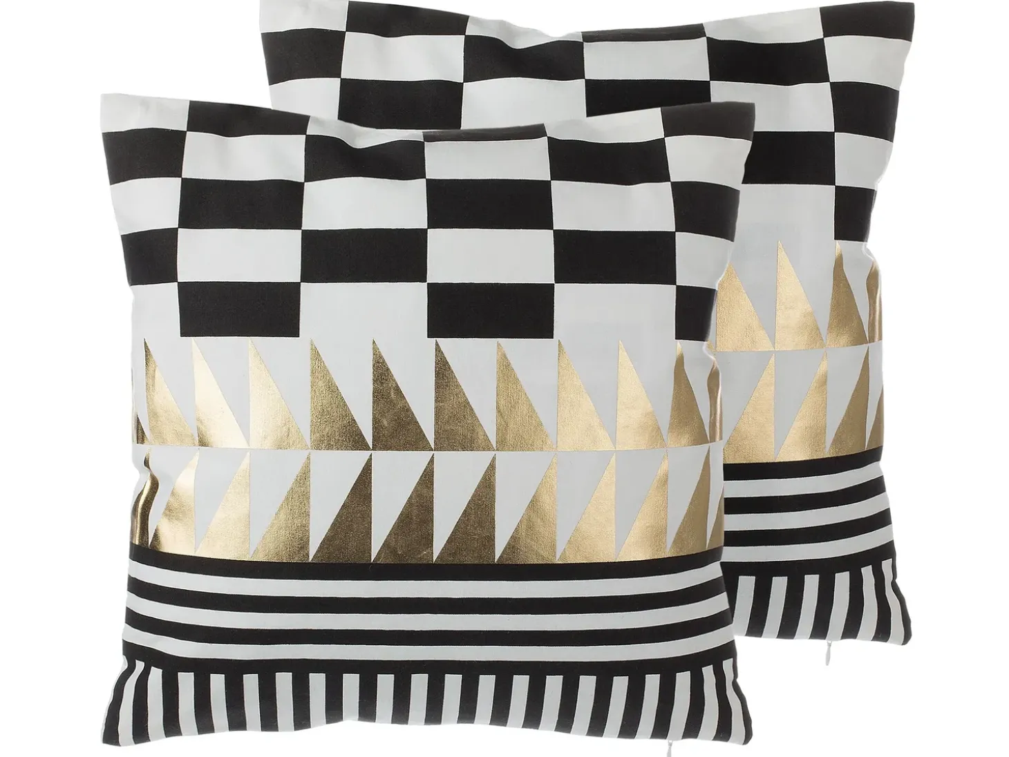 Sæt af 2 pyntepuder DALIA Bomuld 45 x 45 cm Sort Geometrisk mønster