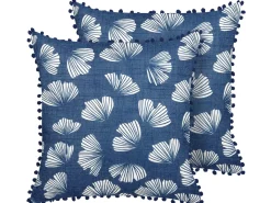 Sæt af 2 pyntepuder DANDELION 45 x 45 cm Mørkeblå Plante mønster