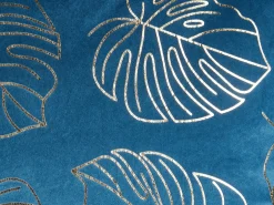 Sæt af 2 pyntepuder DELICIOSA Velour 45 x 45 cm Blå Plante mønster