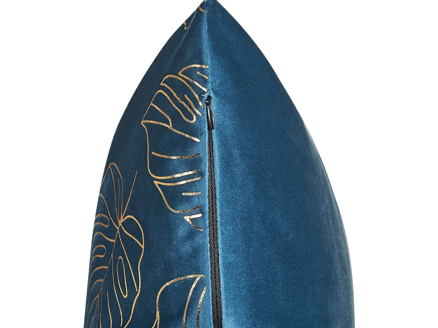 Sæt af 2 pyntepuder DELICIOSA Velour 45 x 45 cm Blå Plante mønster