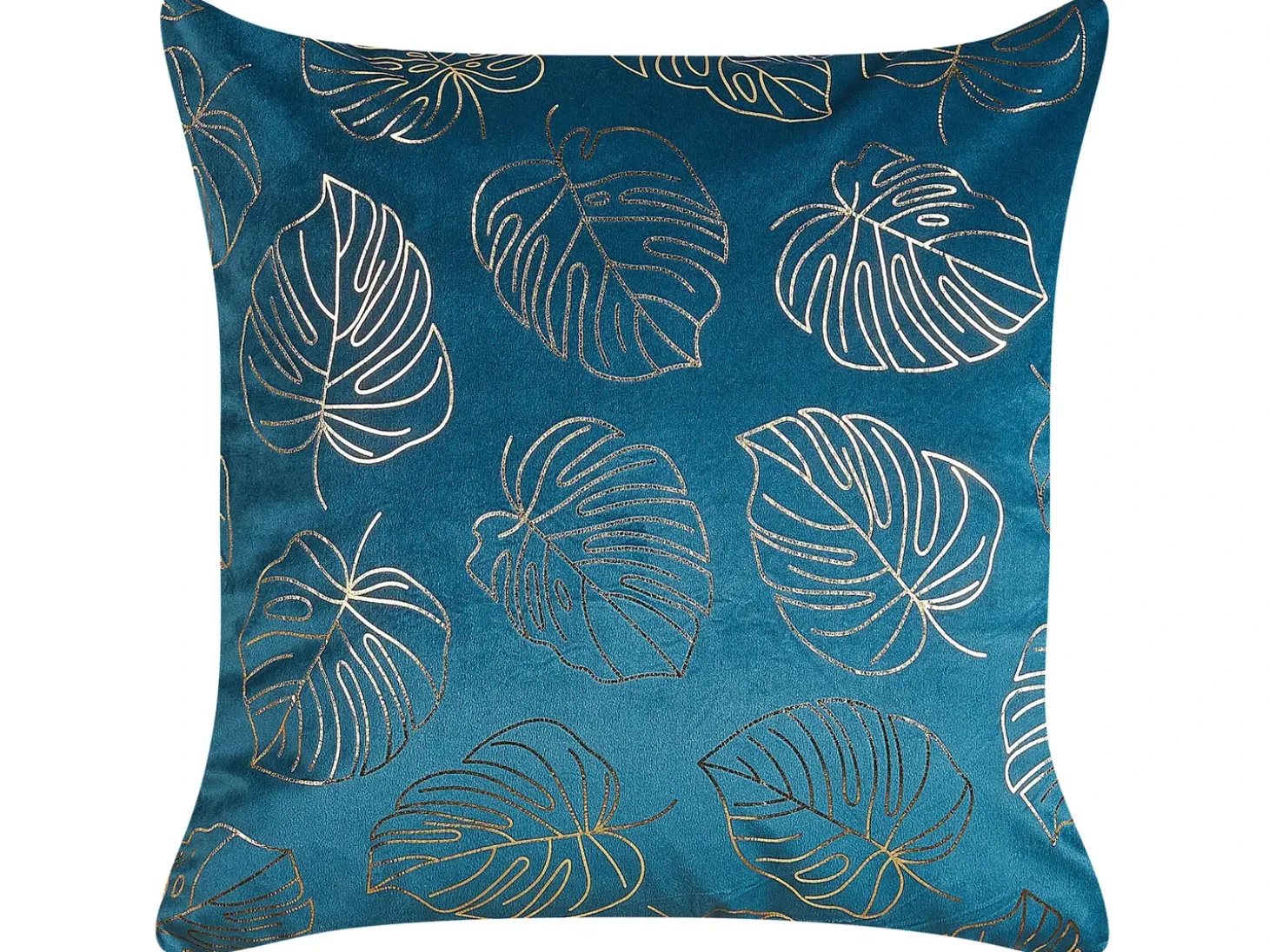 Sæt af 2 pyntepuder DELICIOSA Velour 45 x 45 cm Blå Plante mønster