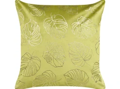 Sæt af 2 pyntepuder DELICIOSA Velour 45 x 45 cm Lysegrøn Plante mønster