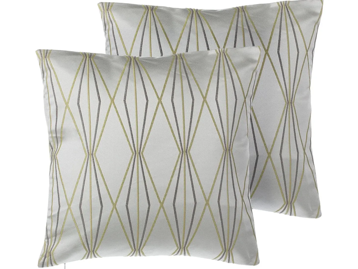 Sæt af 2 pyntepuder FENNEL 45 x 45 cm Hvid Geometrisk mønster