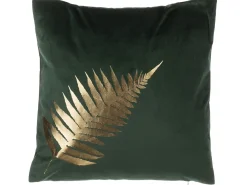 Sæt af 2 pyntepuder FERN Velour 45 x 45 cm Mørkegrøn Plante mønster