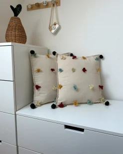 Sæt af 2 pyntepuder FUSSEL Bomuld 45 x 45 cm Lys Beige