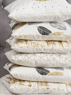 Sæt af 2 pyntepuder GARDENIA Bomuld 45 x 45 cm Guld Abstraktmønster