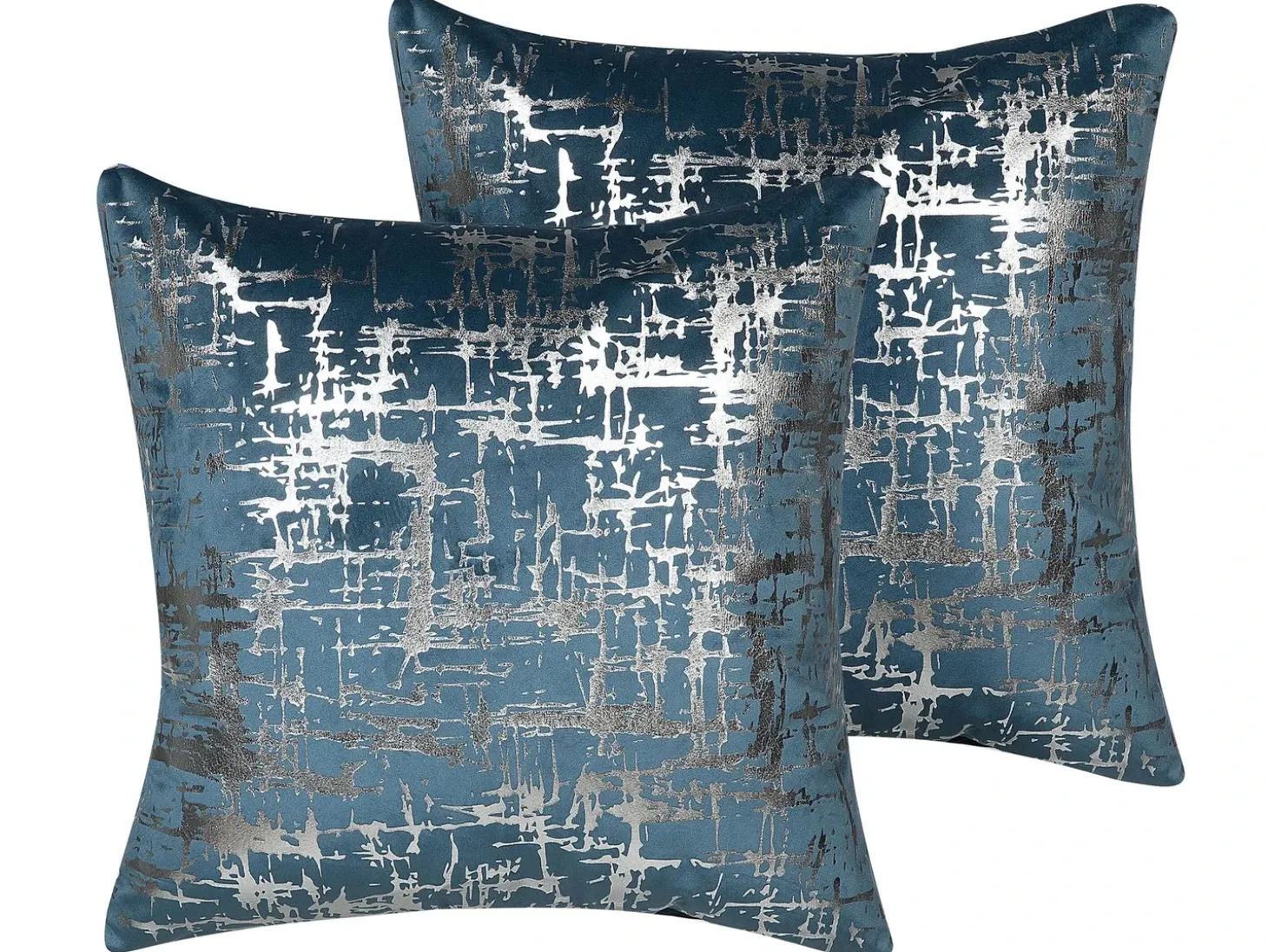 Sæt af 2 pyntepuder GARDENIA Velour 45 x 45 cm Blå Abstraktmønster