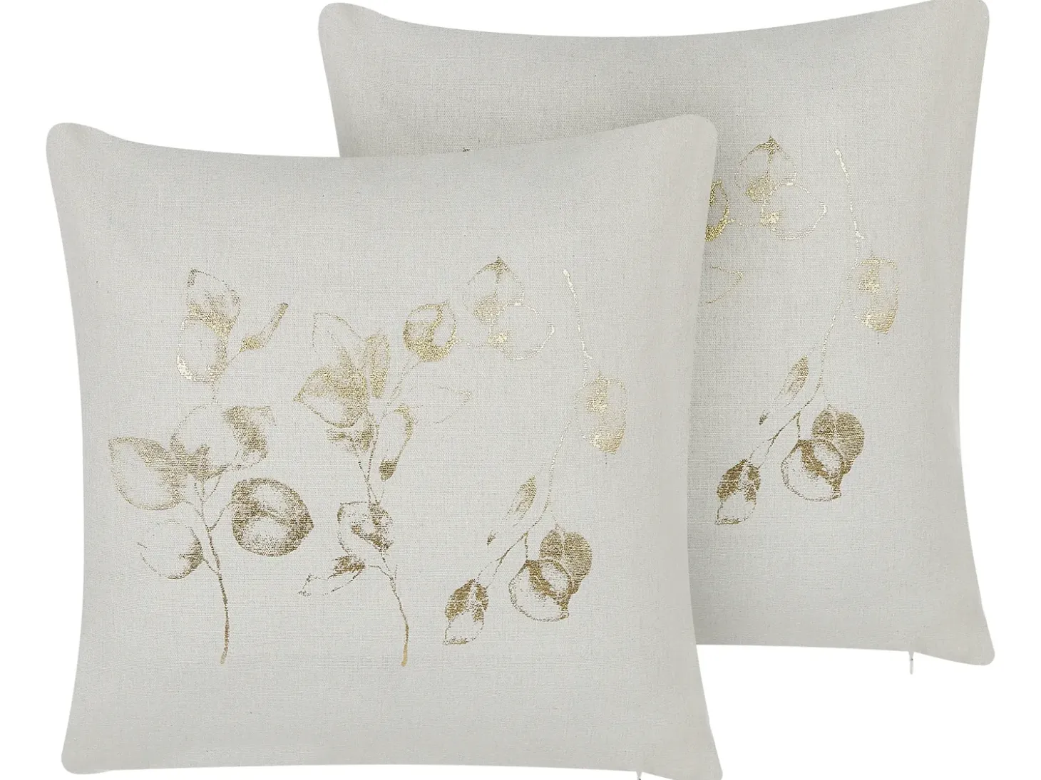Sæt af 2 pyntepuder GOMPHRENA 45 x 45 cm Lys Beige Plante mønster