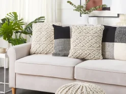 Sæt af 2 pyntepuder GOREME Bomuld 45 x 45 cm Lys Beige Geometrisk mønster