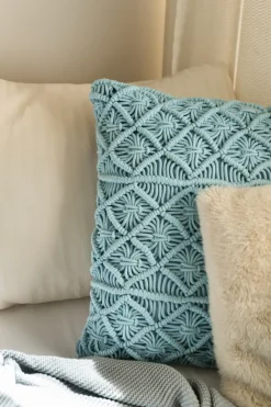 Sæt af 2 pyntepuder GOREME Boucle 45 x 45 cm Blå Geometrisk mønster