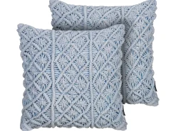 Sæt af 2 pyntepuder GOREME Boucle 45 x 45 cm Blå Geometrisk mønster