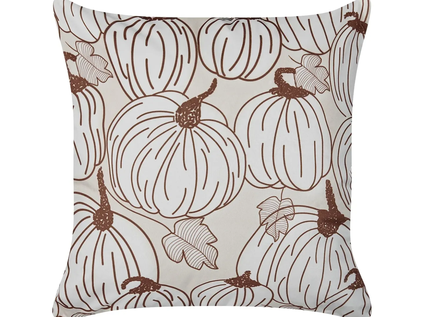 Sæt af 2 pyntepuder GOURD Velour 45 x 45 cm Beige Plante mønster
