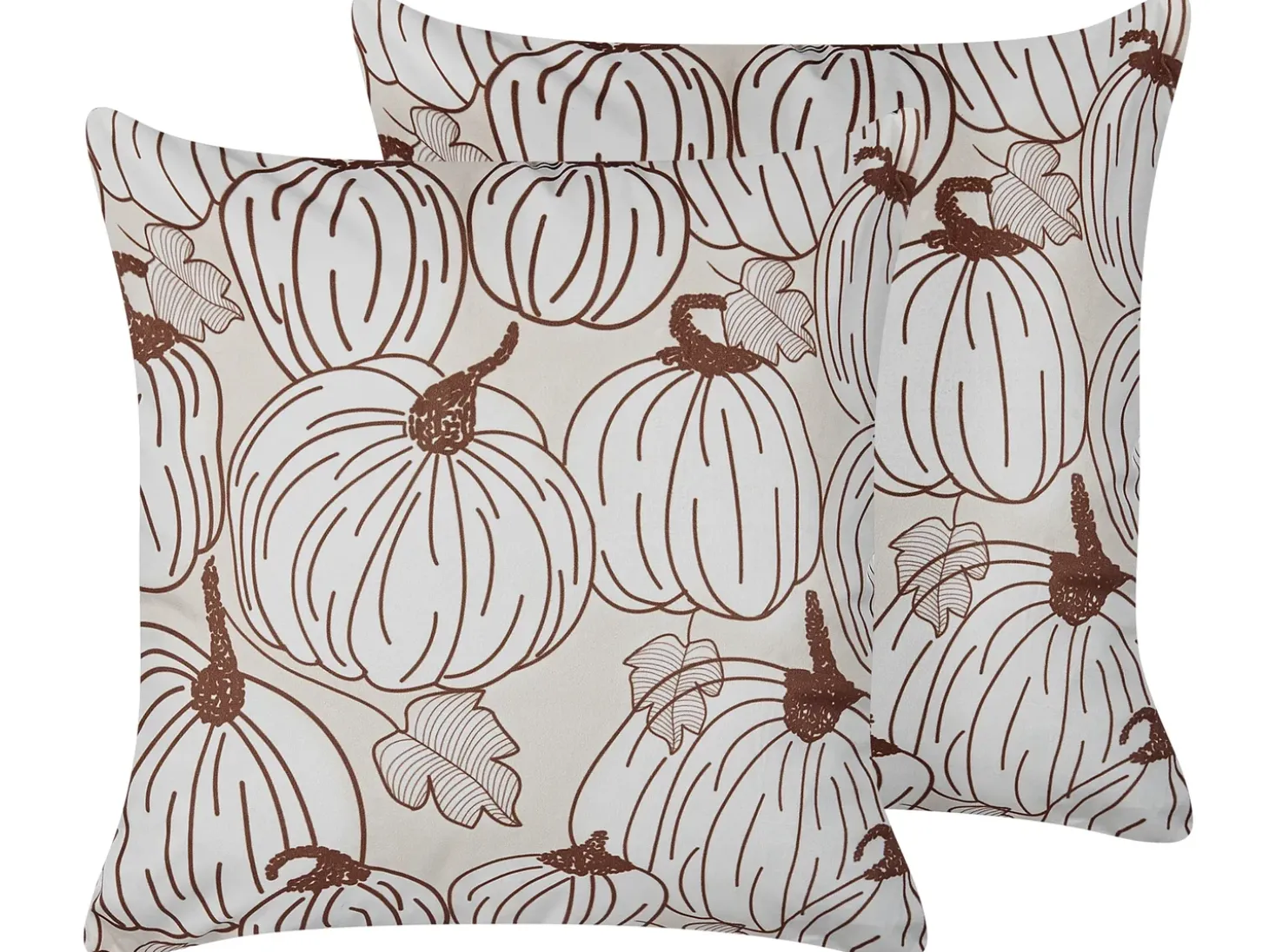 Sæt af 2 pyntepuder GOURD Velour 45 x 45 cm Beige Plante mønster