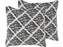 Sæt af 2 pyntepuder HAZRO Bomuld 45 x 45 cm Sort Geometrisk mønster