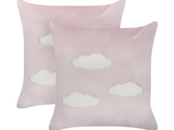 Sæt af 2 pyntepuder IPOMEA Velour 45 x 45 cm Lyserød