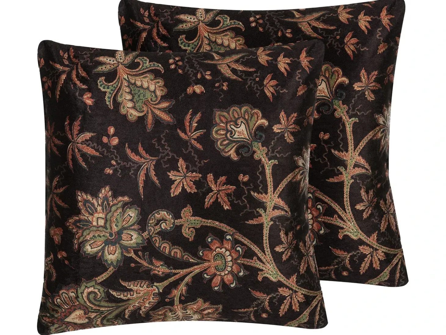 Sæt af 2 pyntepuder KARUR Bomuld 45 x 45 cm Brun Blomstermønster