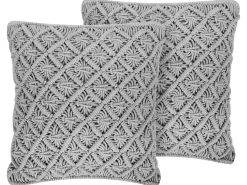 Sæt af 2 pyntepuder KIZKALESI Bomuld 45 x 40 cm Grå Geometrisk mønster