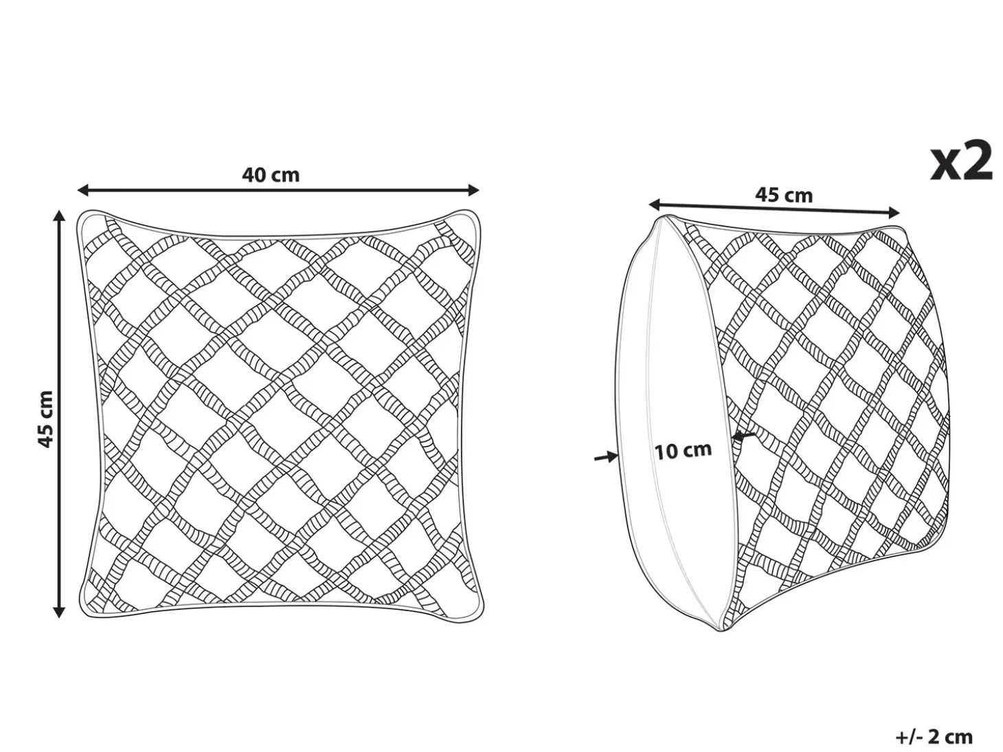 Sæt af 2 pyntepuder KIZKALESI Bomuld 45 x 40 cm Grå Geometrisk mønster