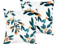 Sæt af 2 pyntepuder KNAUTIA Velour 45 x 45 cm Multifarvet Plante mønster