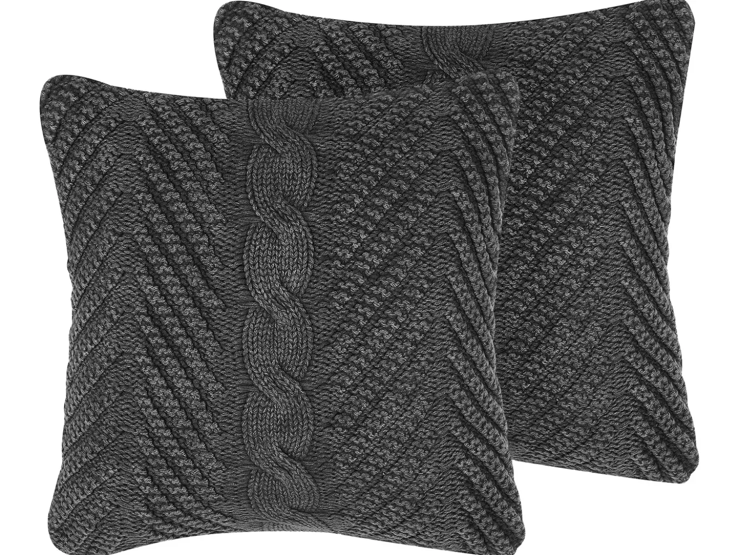 Sæt af 2 pyntepuder KONNI Bomuld 45 x 45 cm Grå Chevronmønster