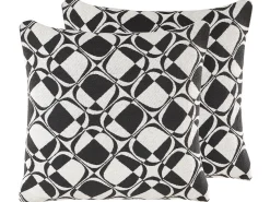 Sæt af 2 pyntepuder KOTURE Bomuld 45 x 45 cm Sort/hvid Geometrisk mønster