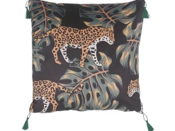 Sæt af 2 pyntepuder KUHI Velour 45 x 45 cm Sort Dyremønster