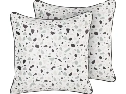 Sæt af 2 pyntepuder LAVENDER Velour 45 x 45 cm Hvid Terrazzo mønstre