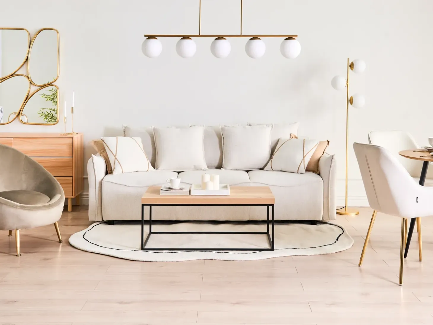Sæt af 2 pyntepuder LICUALA 45 x 45 cm Beige Geometrisk mønster