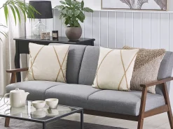 Sæt af 2 pyntepuder LICUALA 45 x 45 cm Beige Geometrisk mønster