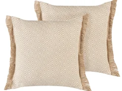 Sæt af 2 pyntepuder LONAR 45 x 45 cm Sand Beige