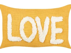 Sæt af 2 pyntepuder LOVE Bomuld 30 x 50 cm Gul