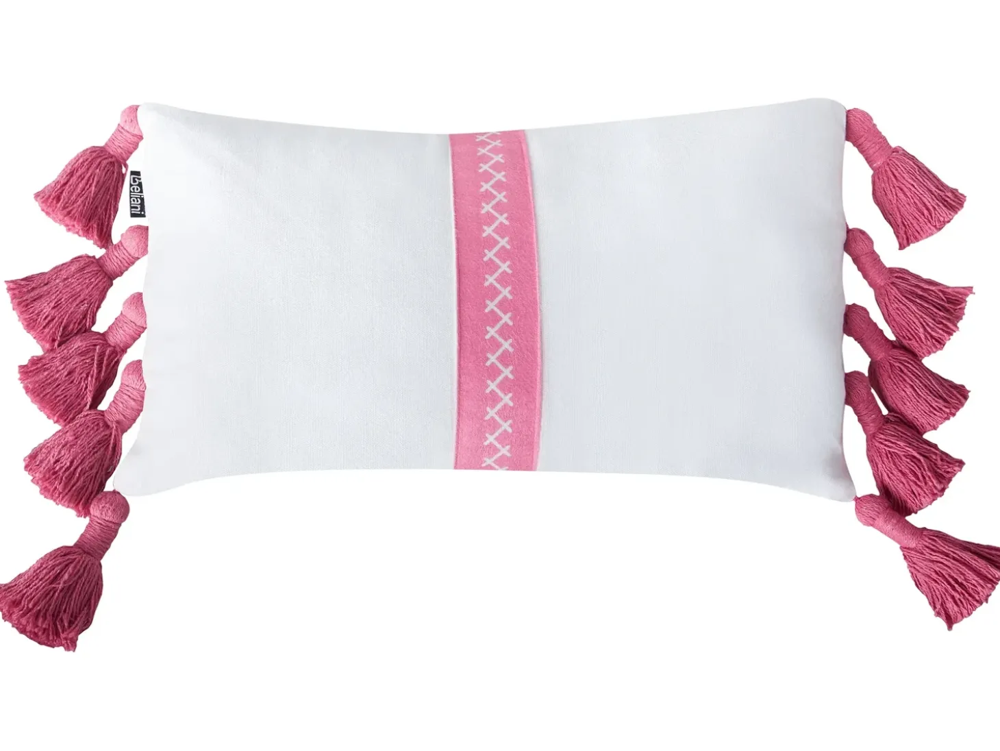 Sæt af 2 pyntepuder LOVELY Bomuld 30 x 50 cm Hvid Lyserød