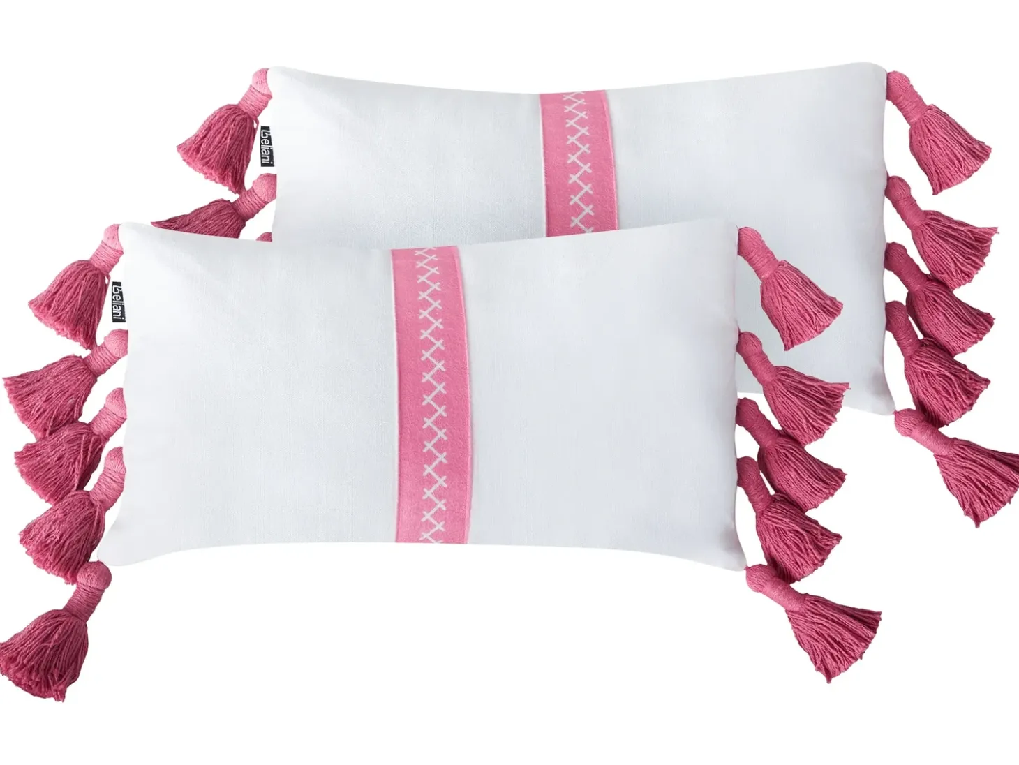 Sæt af 2 pyntepuder LOVELY Bomuld 30 x 50 cm Hvid Lyserød