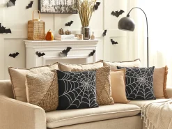 Sæt af 2 pyntepuder LYCORIS Velour 45 x 45 cm Sort Abstraktmønster