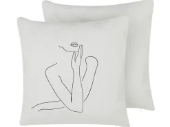 Sæt af 2 pyntepuder MEADOWFOAM Bomuld 45 x 45 cm Hvid Abstraktmønster