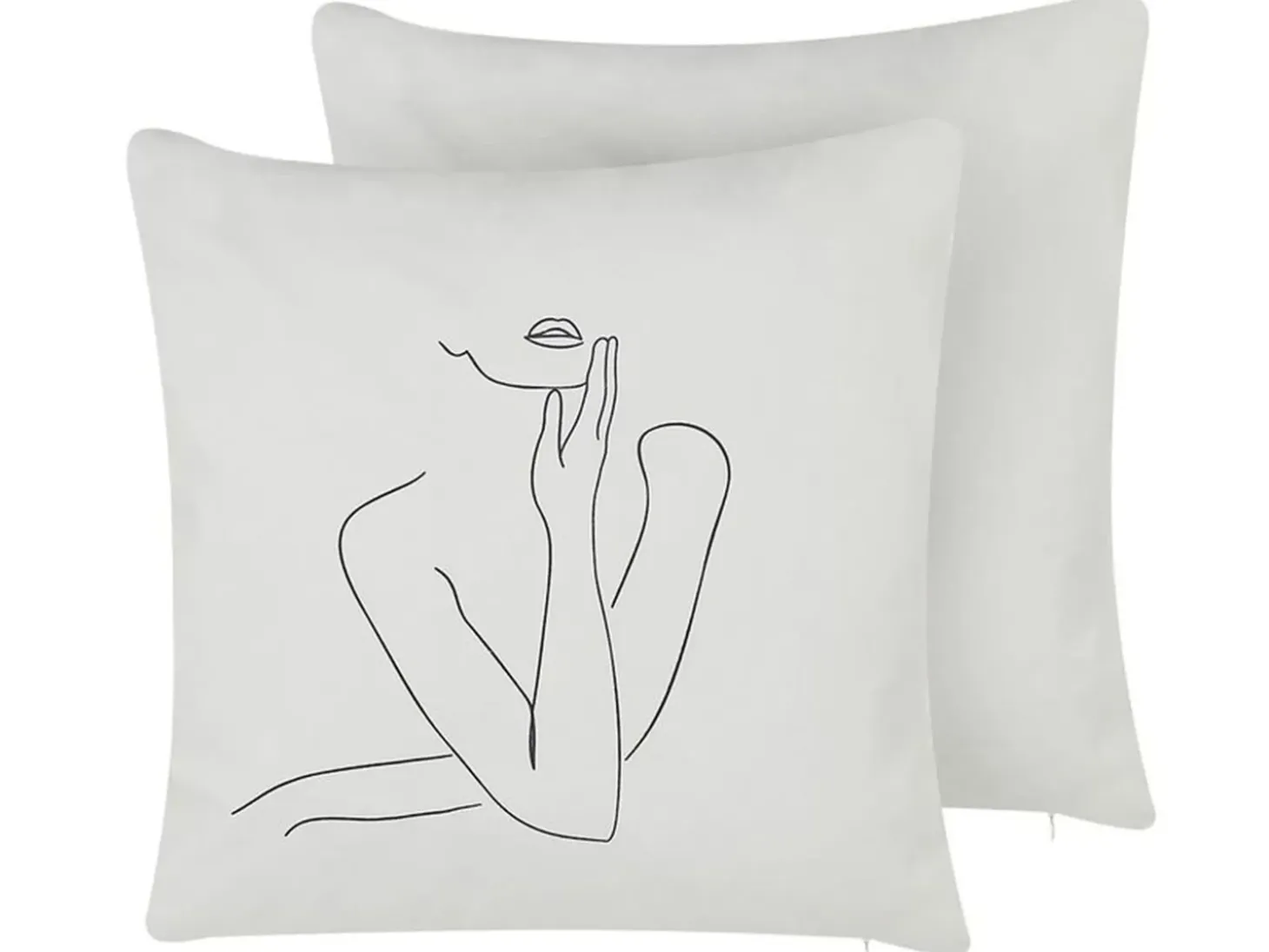 Sæt af 2 pyntepuder MEADOWFOAM Bomuld 45 x 45 cm Hvid Abstraktmønster