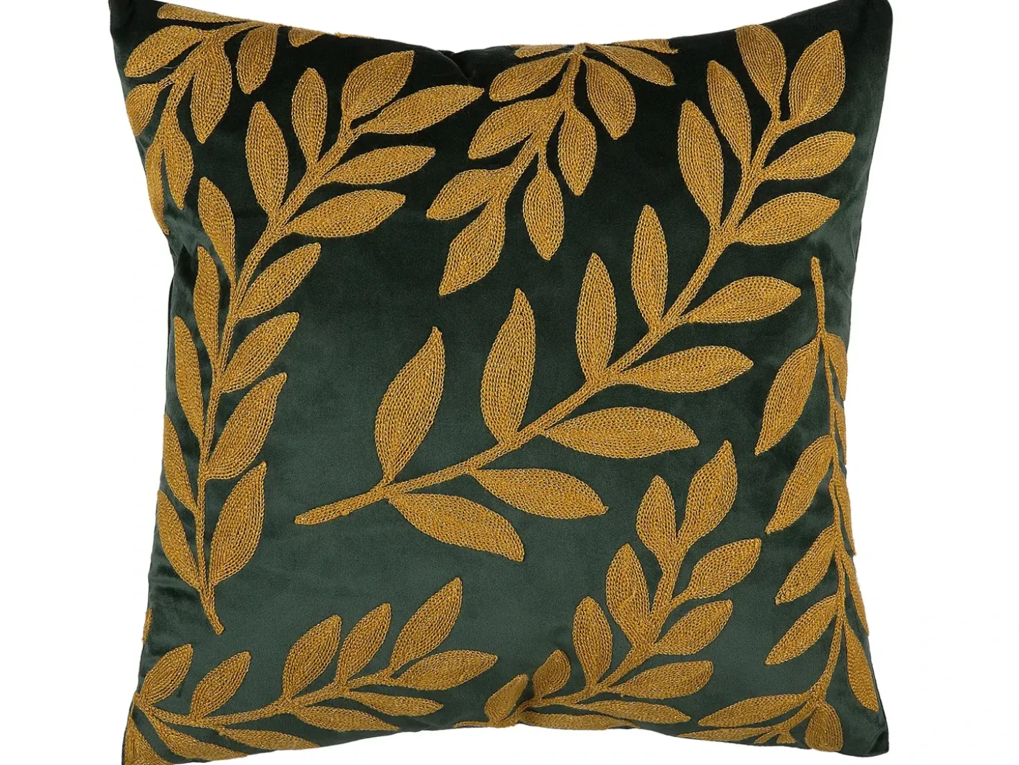 Sæt af 2 pyntepuder MISTLETOE Velour 45 x 45 cm Grøn Guld Plante mønster