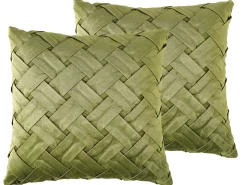 Sæt af 2 pyntepuder NARCISSUS Velour 43 x 43 cm Grøn Geometrisk mønster