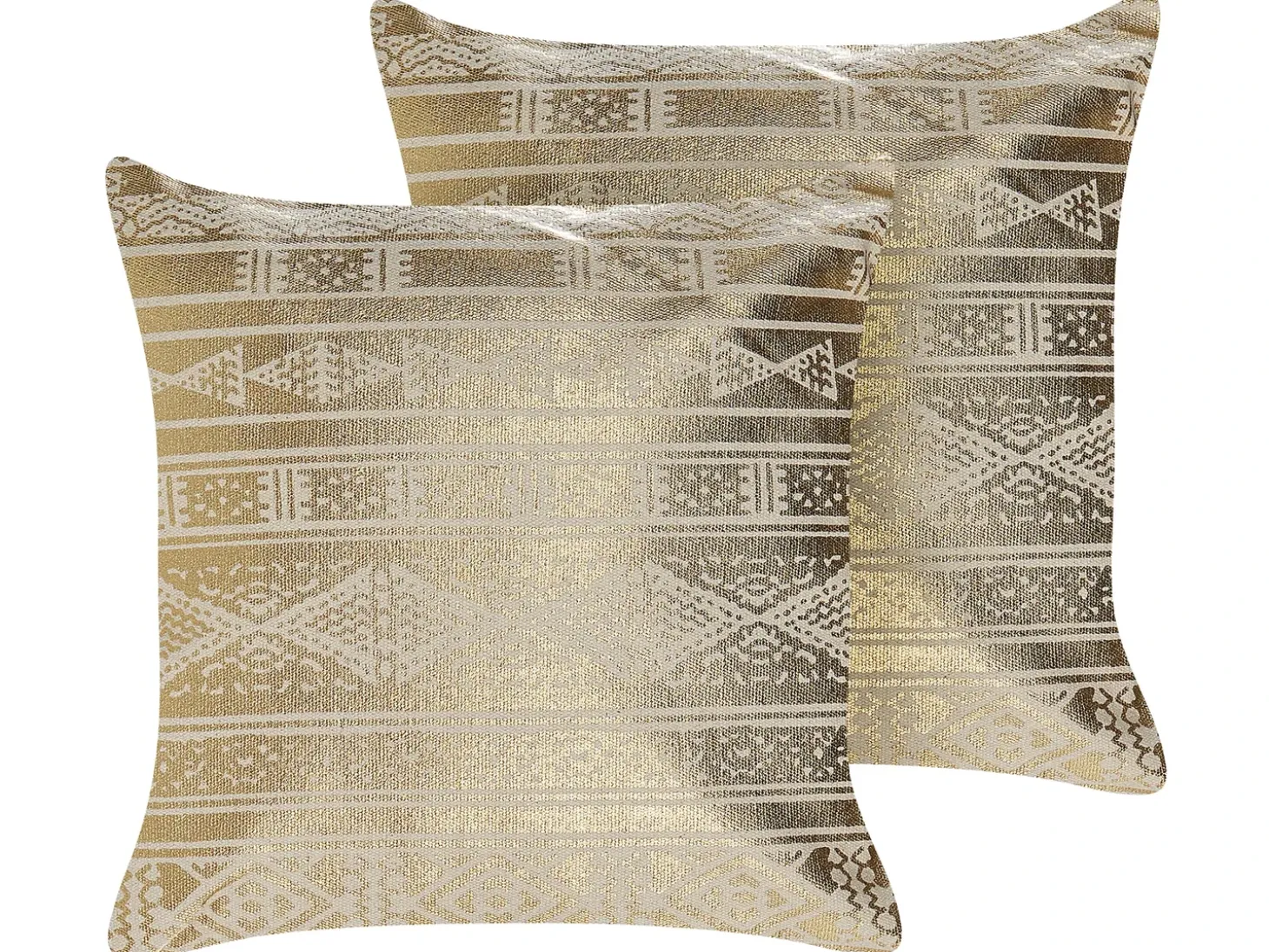 Sæt af 2 pyntepuder OUJDA Bomuld 50 x 50 cm Guld Geometrisk mønster