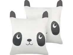 Sæt af 2 pyntepuder PANDAPAW Bomuld 45 x 45 cm Hvid