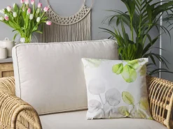 Sæt af 2 pyntepuder PEPEROMIA Bomuld 45 x 45 cm Hvid Plante mønster